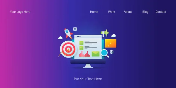 Boost Online Verksamhet Mål Marknadsföring Digital Marknadsföring Online Media Reklamkampanj — Stock vektor