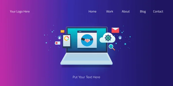 Business Crm Kundenmanagement Digitaltechnologie Internet Kommunikation Dienstleistungskonzept Webbanner Vektorvorlage — Stockvektor