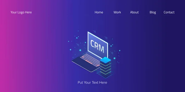 아이소메트릭 Crm 비즈니스 소프트웨어 시스템 템플릿 — 스톡 벡터