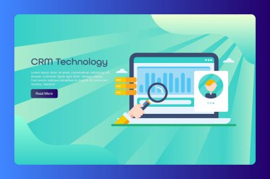Müşteri ilişkileri yönetimi, crm yazılımı, müşteri hizmetleri, veri analizi kavramı, metin ile web banner şablonu.