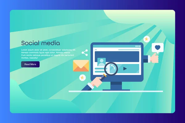 Social Media Seo Digital Marketing Koncepcyjny Banner Internetowy Tekstem — Wektor stockowy