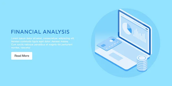 Finanzmarketing Analysekonzept Buchhaltung Online Banking Transaktionsüberwachung Datenanalyse Flaches Design Isometrisches — Stockvektor