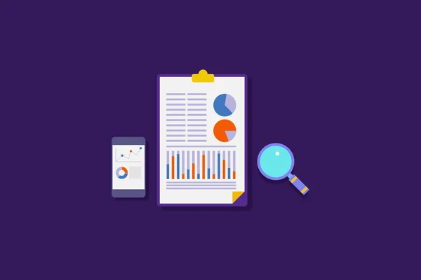 Big Data Dataanalys Information Statistik Diagram Graf Som Visas Pappersdokument — Stock vektor