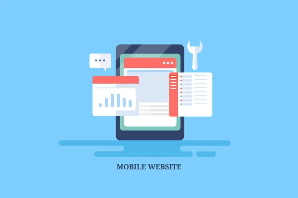 Sitio Web Sensible Móvil Amigable Seo Móvil Software Desarrollo Interfaz — Vector de stock