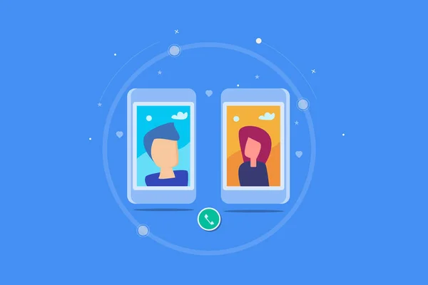 Chat Vídeo Line Chamada Vídeo Telefone Celular Pessoas Interagindo Chamada — Vetor de Stock