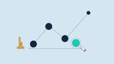Rekabetçi araştırma ve piyasa veri analizi. Piyasa konumunu, rekabetçi analiz istatistiklerini, dijital iş stratejisini ve kalkınma kavramını gösteren veriler. 2d animasyon, video klibi.