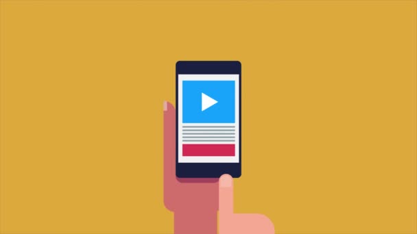 Utilisateur Internet Appréciant Contenu Vidéo Sur Appareil Mobile Fournissant Concept — Video