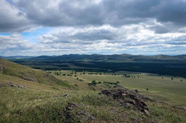 Güney Ural Kurkak Dağı, Bashkiriya, Rusya Federasyonu yakınındaki manzaralı panoramik manzaralı