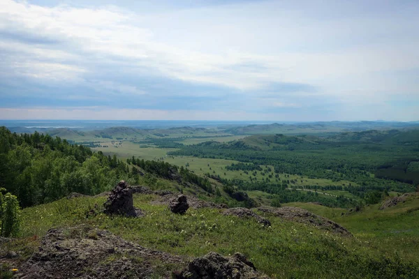 Vista Panorâmica Cordilheira Kryktytau Montanhas Sul Dos Urais Bashkiriya Rússia — Fotografia de Stock