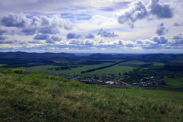 Vista Panorâmica Panorâmica Panorâmica South Ural Perto Kurkak Mount Bashkiriya — Fotografia de Stock