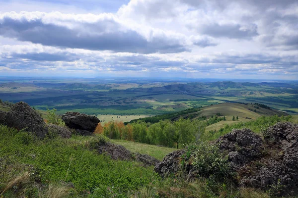 Vista Panorâmica Panorâmica Panorâmica South Ural Perto Kurkak Mount Bashkiriya — Fotografia de Stock