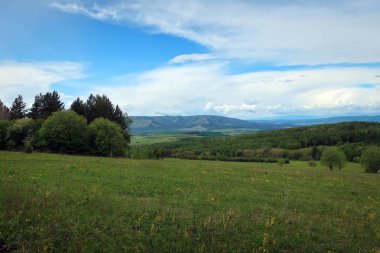 Doğal görünümü Uraltau aralığı ve Arvyakryaz Dağı, Güney Ural Bashkiriya, Rusya Federasyonu