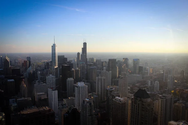 Chicago Skyline Atardecer Con Vista Lago Michigan — Foto de Stock