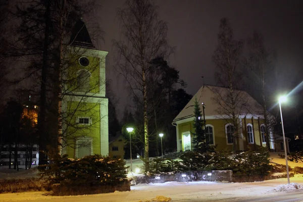 Church View Cold Arctic Night Finland — Stock Photo, Image