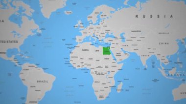 Mısır Bölgesi, Dünya Haritası 2D Animasyon Afrika 'da özetlenmiştir. Yüksek kalite 4k görüntü