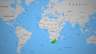 Güney Afrika, Dünya Haritası 2D Animasyon Güney Afrika 'da özetlenmiştir. Yüksek kalite 4k görüntü