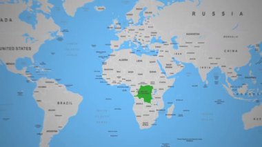 Kongo Cumhuriyeti Dünya Haritası 2D Animasyon Orta Afrika 'da gösterildi. Yüksek kalite 4k görüntü