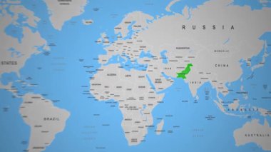 Pakistan Ülkesi Dünya Haritası 2D Animasyon Güney Asya Bölgesi 'nde özetlendi. Yüksek kalite 4k görüntü
