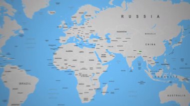 Bhutan Ülkesi, Himalayalar 'ın 2D Dünya Haritası Animasyonuna Vurgulandı. Yüksek kalite 4k görüntü