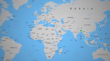 Dünya Haritası 2D Animasyon Güney Asya Bölgesi 'nde Bangladeş Ülkesi gösterildi. Yüksek kalite 4k görüntü