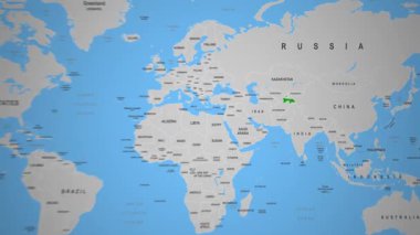 Tacikistan Ülkesi Dünya Haritası 2D Animasyon Orta Asya 'da özetlendi. Yüksek kalite 4k görüntü