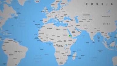 Eritre 2d animasyon haritası Afrika ülkesinin coğrafi animasyonu. Yüksek kalite 4k görüntü