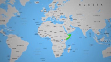 Somali 2 d animasyon haritası Afrika ülkesi atlas konum animasyonu. Yüksek kalite 4k görüntü