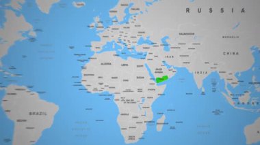 Yemen 2d animasyon haritası Ortadoğu ülkesi atlas konum illüstrasyonu. Yüksek kalite 4k görüntü