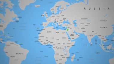 Ürdün 2d animasyon haritası Orta Doğu haritası konum coğrafyası. Yüksek kalite 4k görüntü