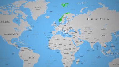 Norveç 2d animasyon haritası Avrupa ülkesinin coğrafya atlası. Yüksek kalite 4k görüntü