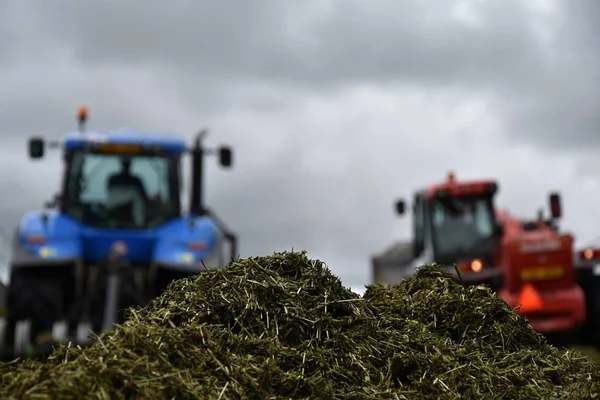 Tractor and loader in a silage pit — Stock Photo, Image