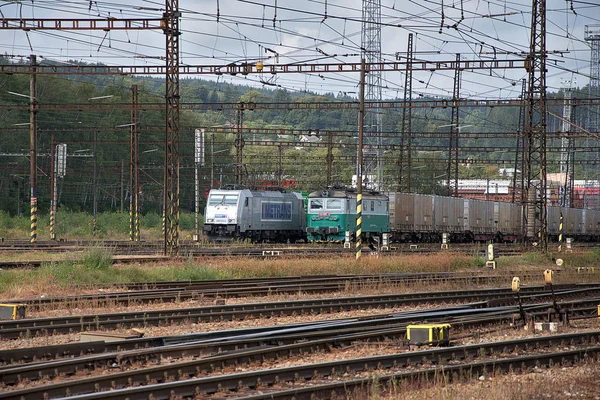 Ceska Trebova, República Checa, 8.9.2017: Junção ferroviária e estação ferroviária Ceska Trebova, Czech Railways . — Fotografia de Stock