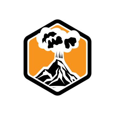 Volkan dağ logosu. Volkan dağı vektör logosunun basit bir gösterimi