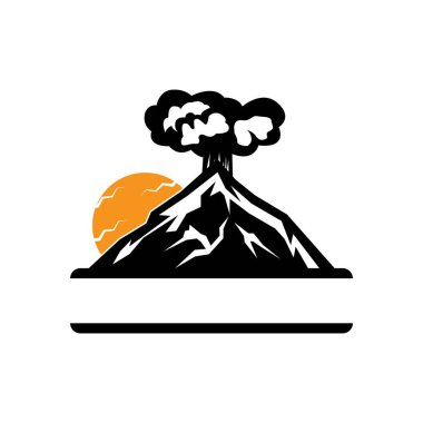 Volkan dağ logosu. Volkan dağı vektör logosunun basit bir gösterimi