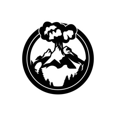 Volkan dağ logosu. Volkan dağı vektör logosunun basit bir gösterimi