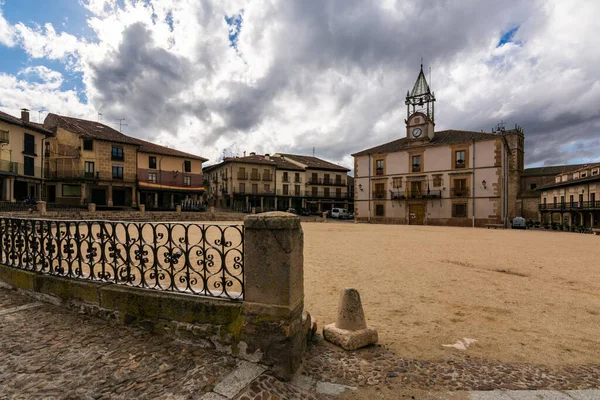 Riaza Segovia Espanha Junho 2020 Plaza Mayor Riaza Com Câmara — Fotografia de Stock