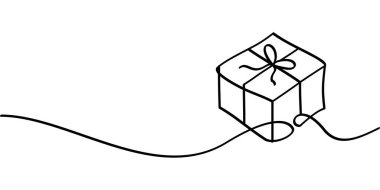 Aralıksız hediye kutusu sembolü çizimi. Poster ve sosyal medya için soyut çizgi çizimi