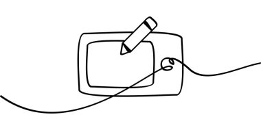 Tablet sembolünün aralıksız çizimi. soyut çizgi çizimi