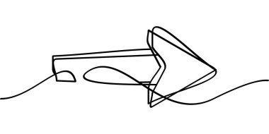 Sağ veya bir sonraki ok sembolünün sürekli çizimi. soyut çizgi çizimi
