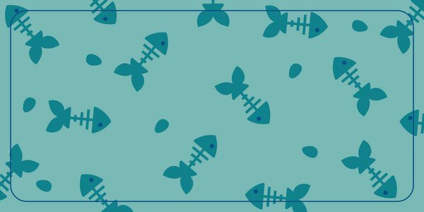 Бесшовный синий фон с морским рисунком и иконками из рыбных костей. Этот дизайн подходит для фотографов, плакатов, поздравительных открыток и социальных сетей.