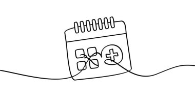 Sağlık takvimi sembolünün aralıksız çizimi. Sağlık kontrolü takviminin soyut çizgisi çizimi