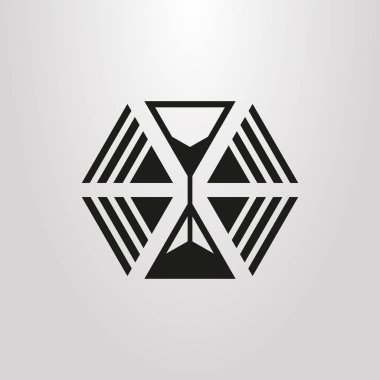 siyah ve beyaz basit vektör soyut üçgenler ve kum saati simgesi