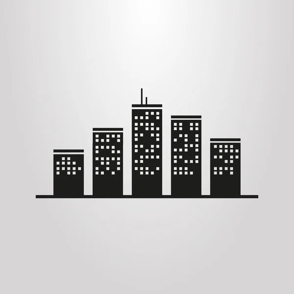 Pictograma Vectorial Simple Blanco Negro Edificios Gran Altura Paisaje Urbano — Vector de stock