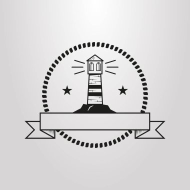 deniz feneri ipi daire içinde siyah ve beyaz basit vektör simgesi