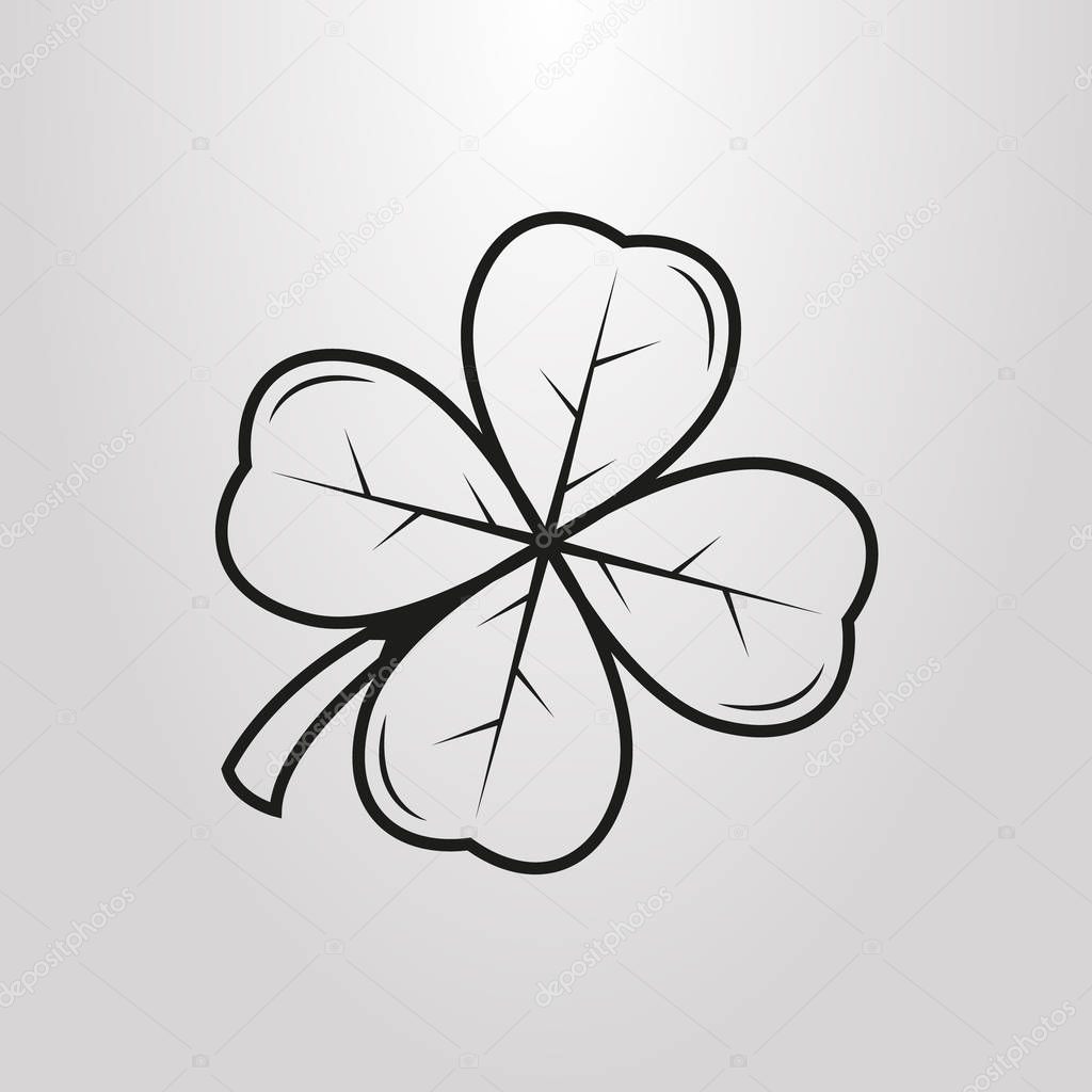 black and white icon with a four-leaf clover