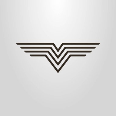 siyah ve beyaz basit vektör hat sanat sembol bir kuş şeklinde soyut bir rakamın