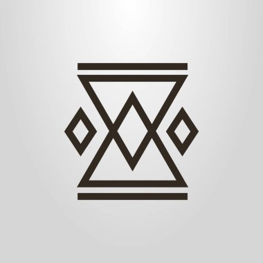 siyah ve beyaz basit geometrik vektör hat sanat sembol halk süsleme unsuru