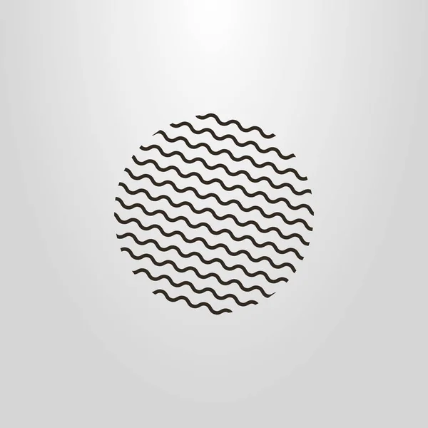 black and white line art pictogram of a round stamp figure consisting of waves
