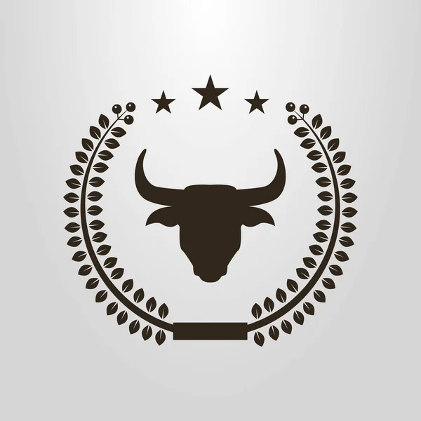 Μαύρο Και Άσπρο Απλό Διάνυσμα Εικονόγραμμα Του Κεφάλι Ταύρου Δάφνινο — Διανυσματικό Αρχείο