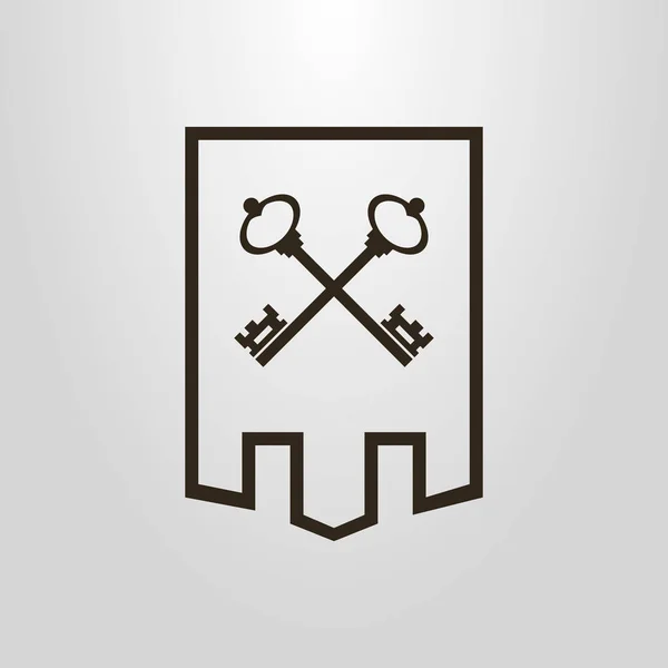 Czarno Białe Proste Wektor Symbol Skrzyżowane Klucze Ramce Transparentem — Wektor stockowy